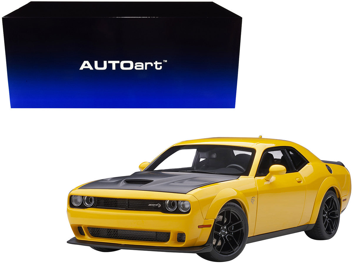 Dodge Challenger SRT Hellcat Widebody Yellow Jacket with Satin Black Hood 1/18 Model Car by Autoart-0