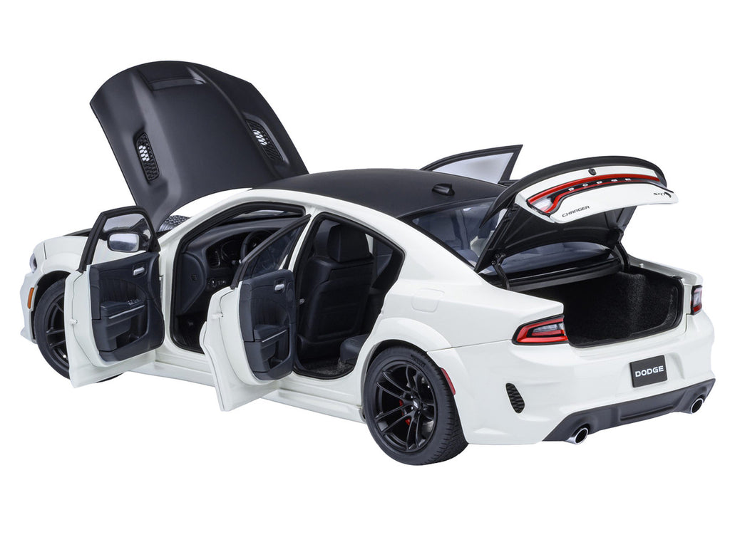 Dodge Charger SRT Hellcat Redeye Knuckle White with Matt Black Hood and Top 1/18 Model Car by Autoart-0