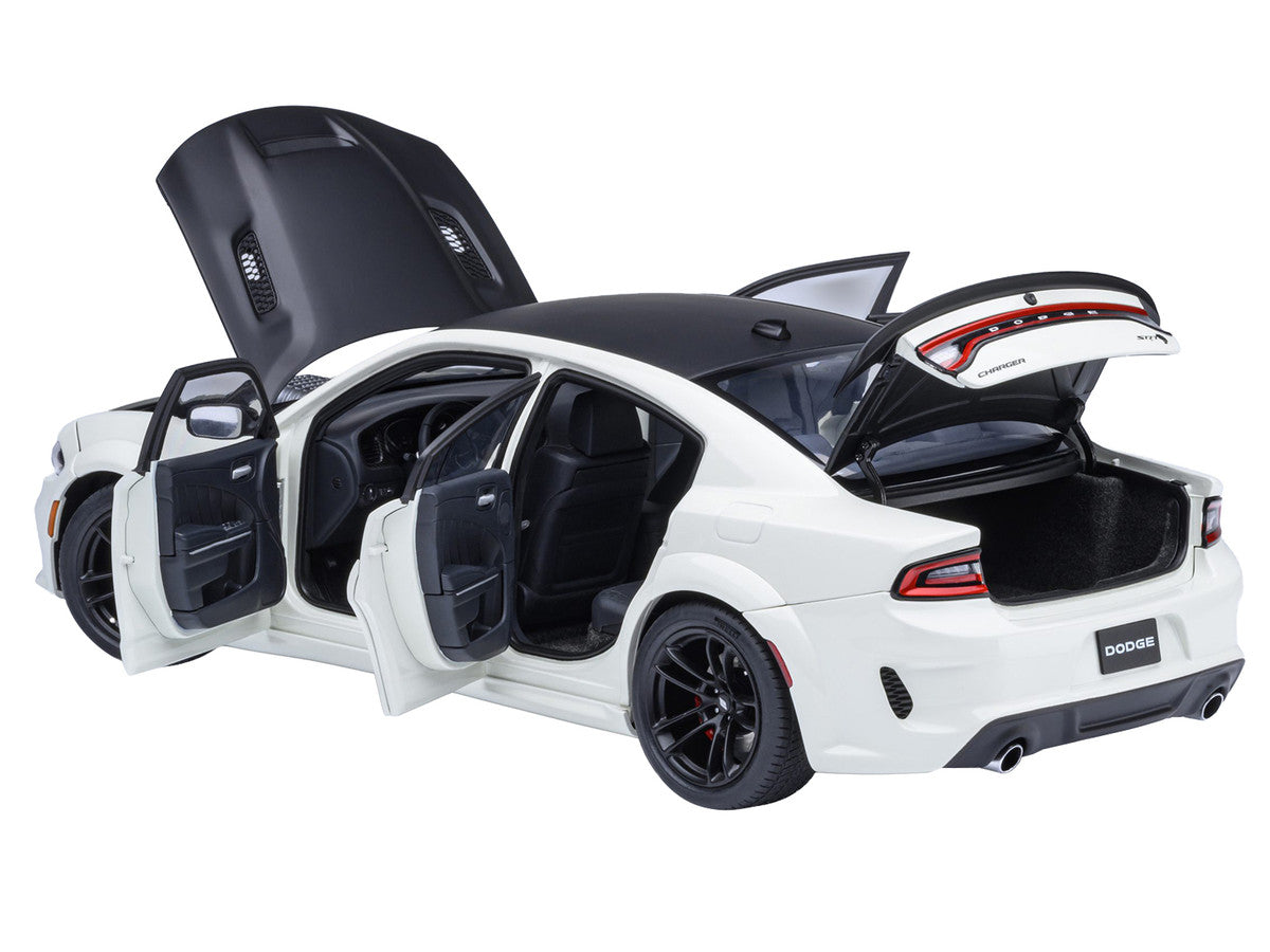 Dodge Charger SRT Hellcat Redeye Knuckle White with Matt Black Hood and Top 1/18 Model Car by Autoart-0