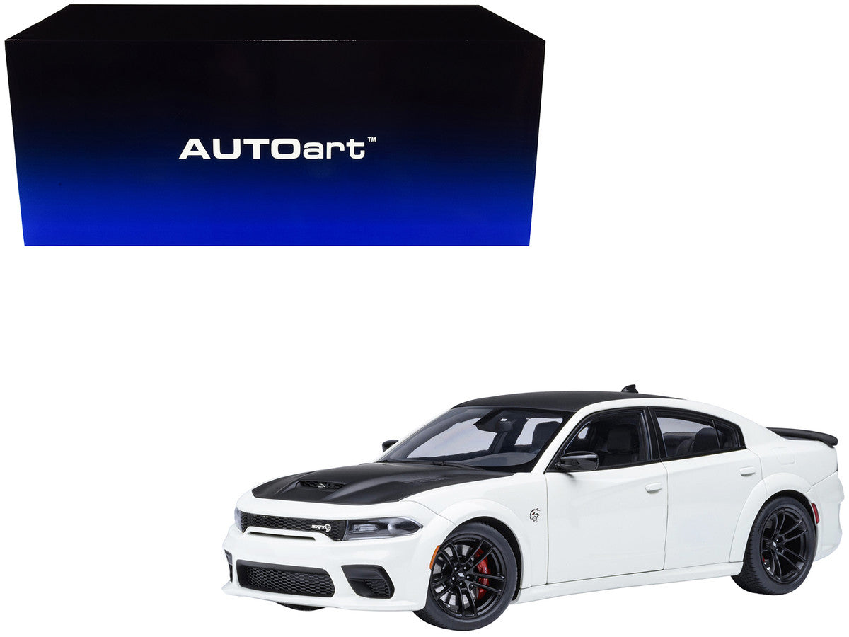 Dodge Charger SRT Hellcat Redeye Knuckle White with Matt Black Hood and Top 1/18 Model Car by Autoart-4
