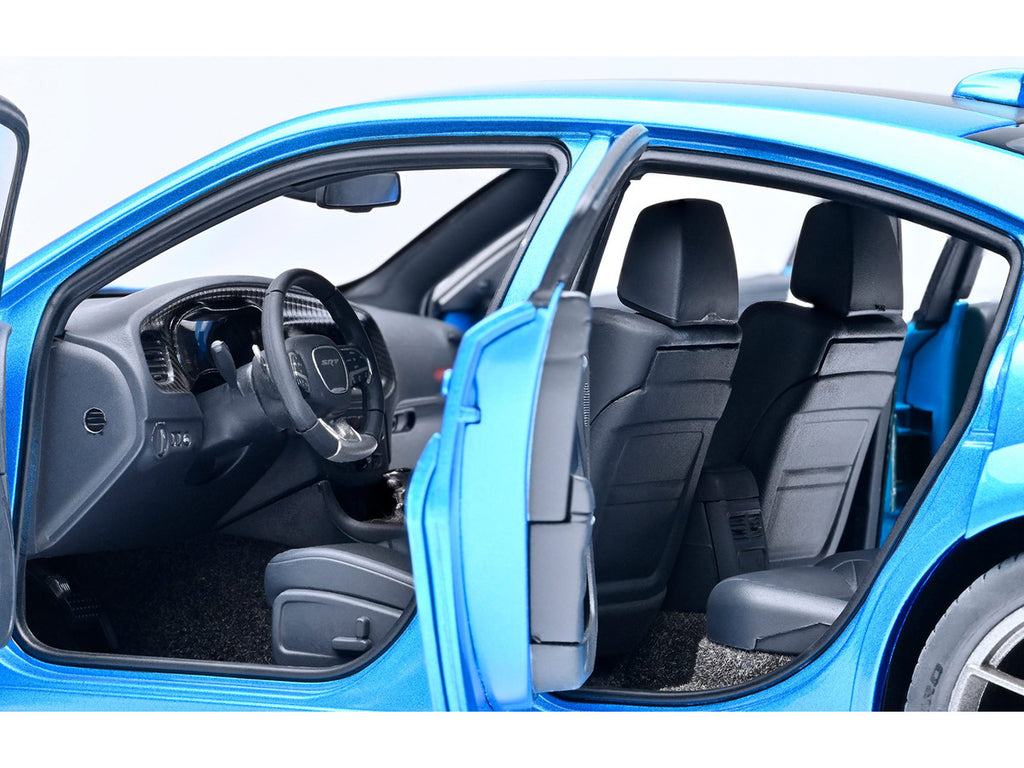 Dodge Charger SRT Hellcat Redeye B5 Blue Metallic with Carbon Stripes 1/18 Model Car by Autoart-1