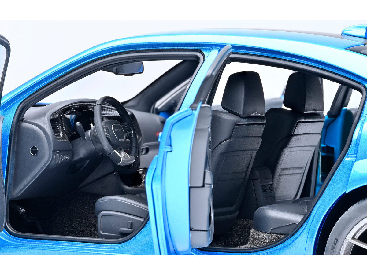 Dodge Charger SRT Hellcat Redeye B5 Blue Metallic with Carbon Stripes 1/18 Model Car by Autoart-1