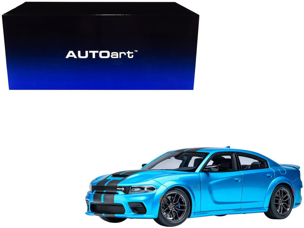 Dodge Charger SRT Hellcat Redeye B5 Blue Metallic with Carbon Stripes 1/18 Model Car by Autoart-4