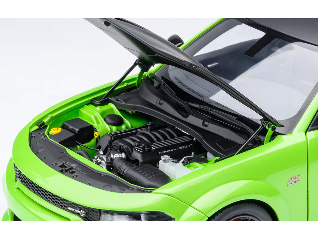 Dodge Charger Scat Pack Widebody Sublime Green with Matt Black Hood and Top 1/18 Model Car by Autoart-3
