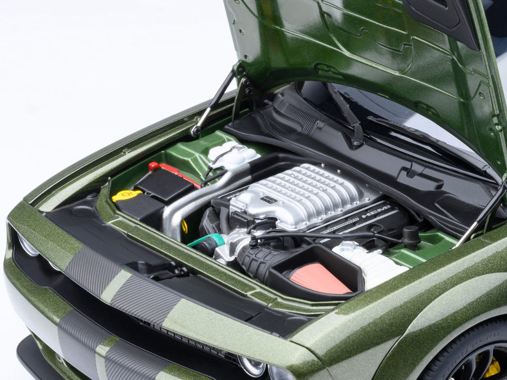 2022 Dodge Challenger SRT Jailbreak F8 Green with Carbon Stripes 1/18 Model Car by Autoart-3