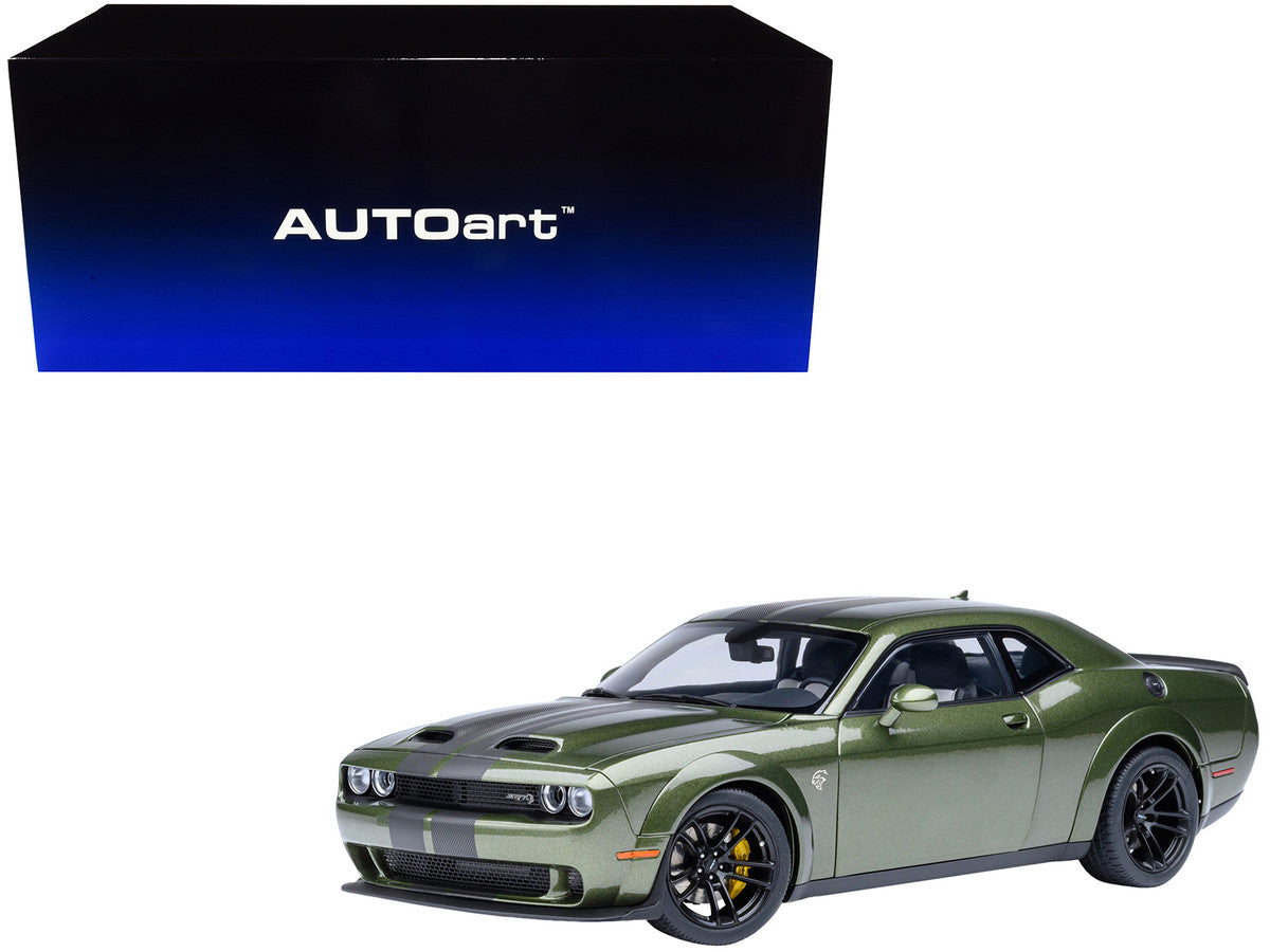 2022 Dodge Challenger SRT Jailbreak F8 Green with Carbon Stripes 1/18 Model Car by Autoart-4