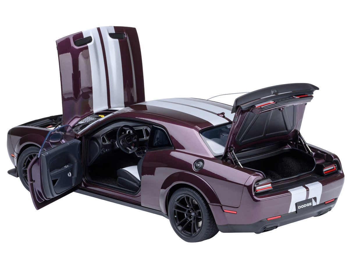 2022 Dodge Challenger SRT Jailbreak Hellraisin Purple with White Stripes 1/18 Model Car by Autoart-0