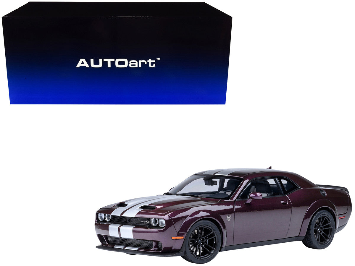 2022 Dodge Challenger SRT Jailbreak Hellraisin Purple with White Stripes 1/18 Model Car by Autoart-4