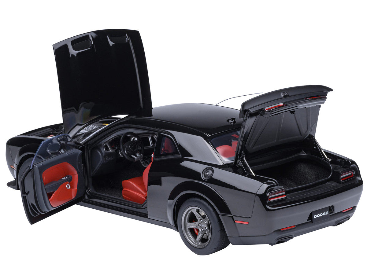 2023 Dodge Challenger SRT Super Stock Pitch Black with Red Interior 1/18 Model Car by Autoart-0