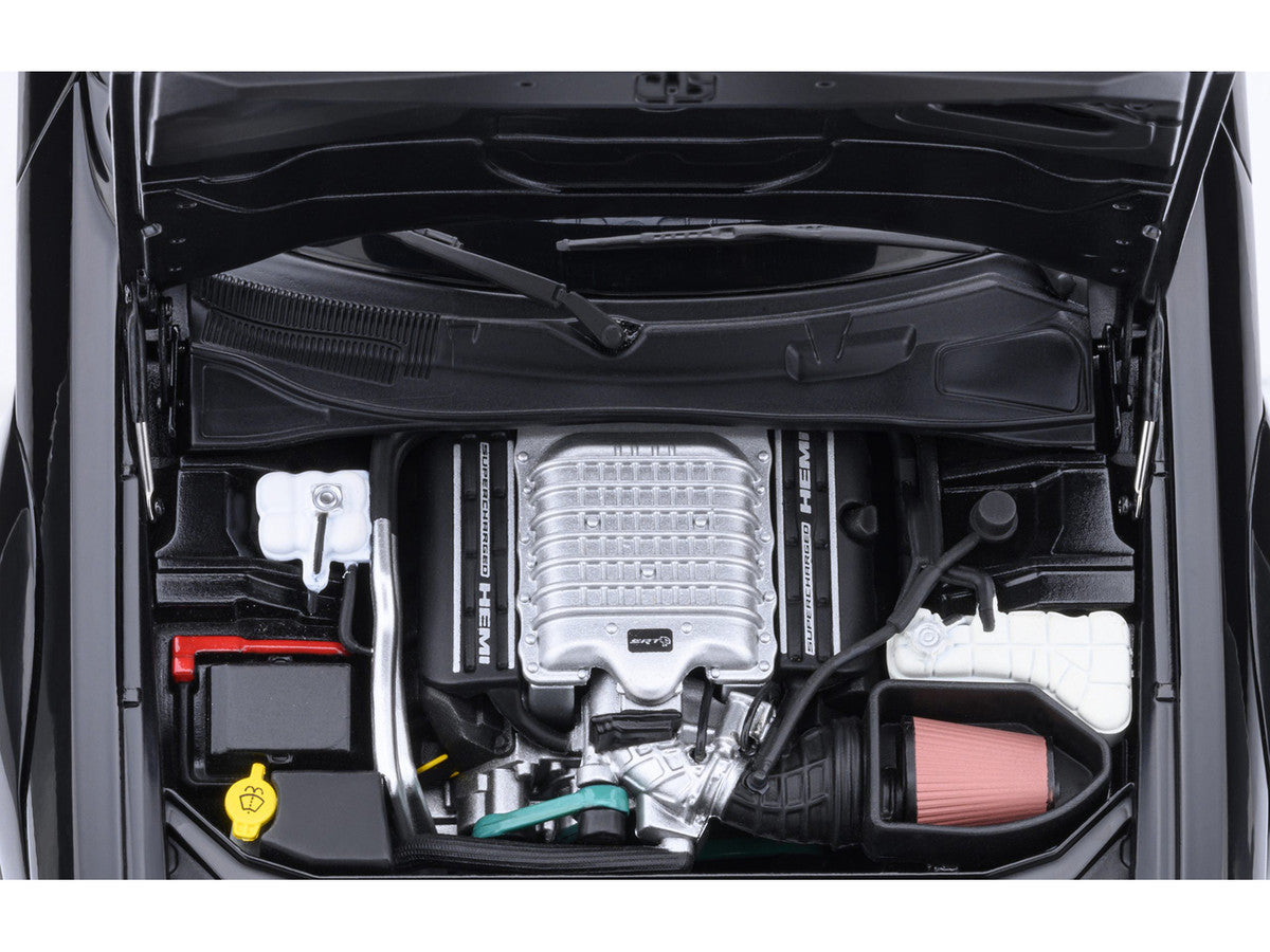 2023 Dodge Challenger SRT Super Stock Pitch Black with Red Interior 1/18 Model Car by Autoart-3