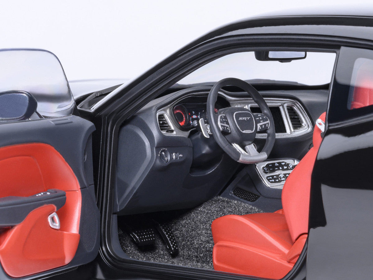 2023 Dodge Challenger SRT Super Stock Pitch Black with Red Interior 1/18 Model Car by Autoart-2