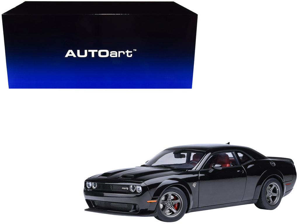 2023 Dodge Challenger SRT Super Stock Pitch Black with Red Interior 1/18 Model Car by Autoart-4