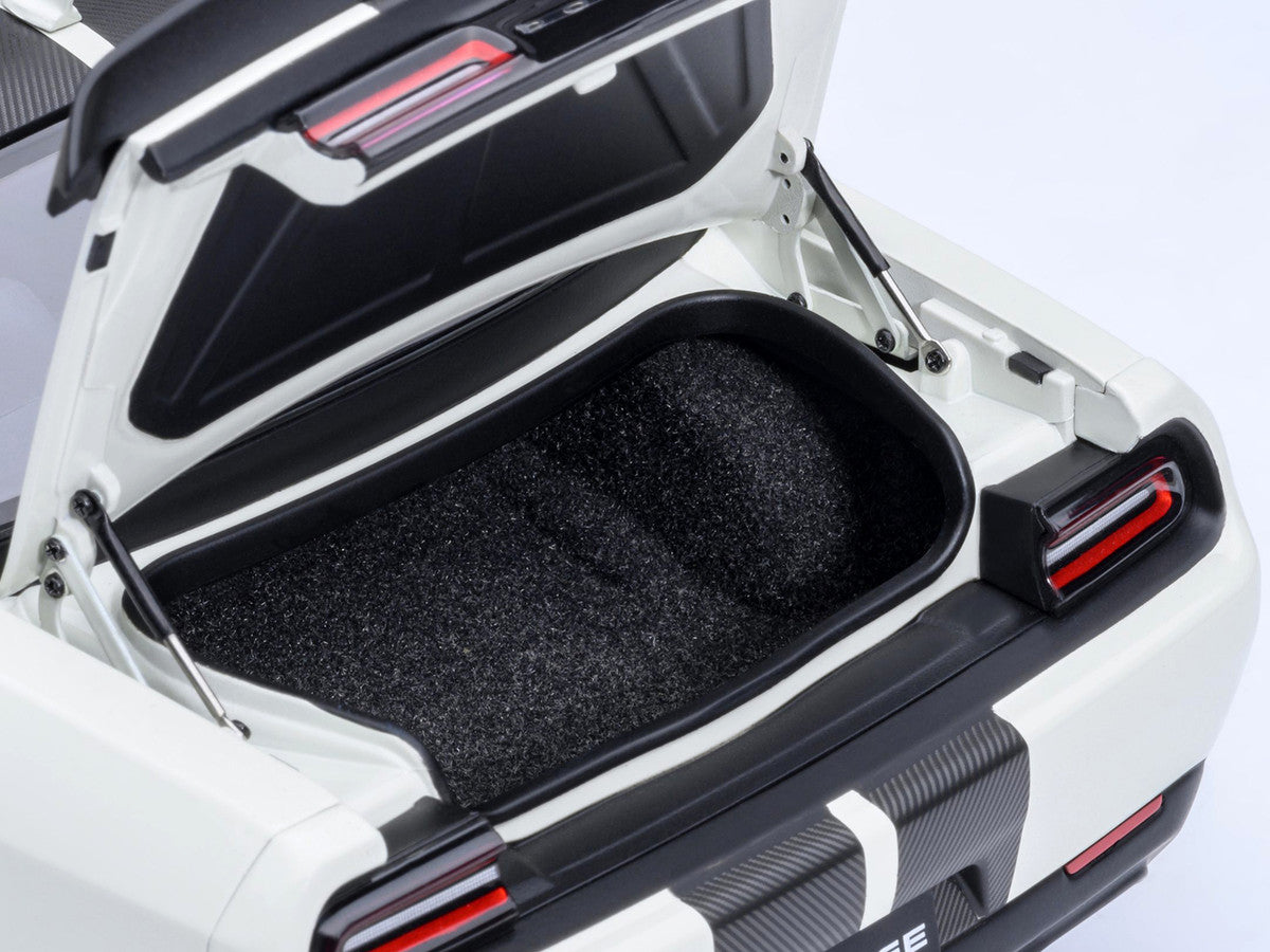 2023 Dodge Challenger SRT Super Stock Knuckle White with Carbon Stripes 1/18 Model Car by Autoart-3