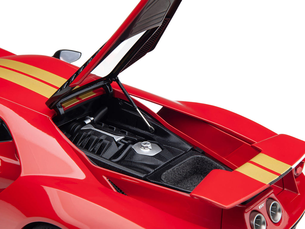 Ford GT Heritage Edition #16 "Alan Mann" Red Metallic with Gold Stripes 1/18 Model Car by Autoart-3