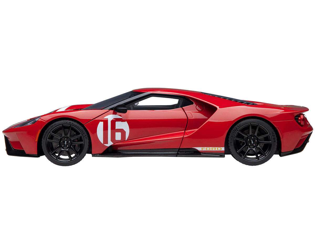 Ford GT Heritage Edition #16 "Alan Mann" Red Metallic with Gold Stripes 1/18 Model Car by Autoart-4