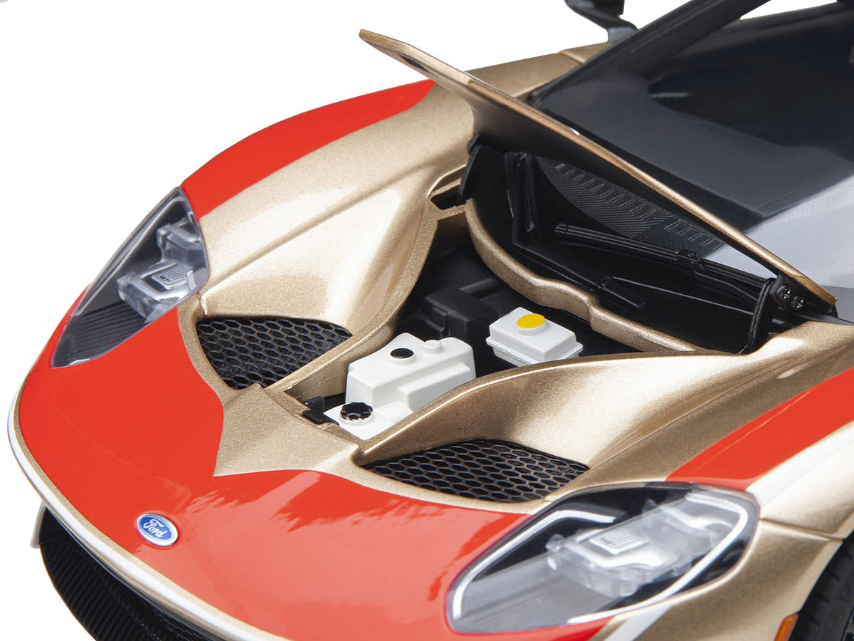 Ford GT Heritage Edition #5 "Holman Moody" Gold Metallic with Red and White Graphics 1/18 Model Car by Autoart-1
