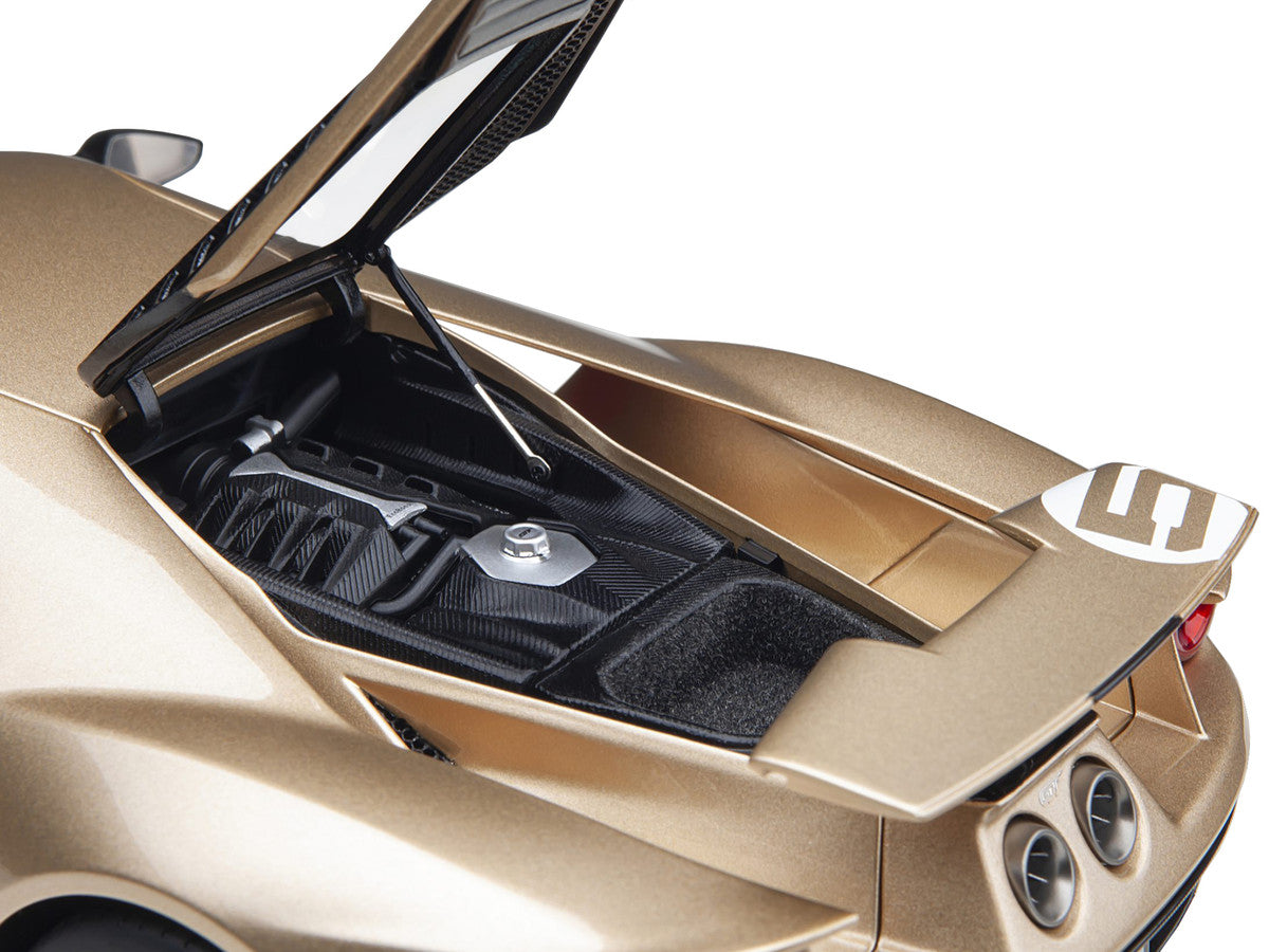 Ford GT Heritage Edition #5 "Holman Moody" Gold Metallic with Red and White Graphics 1/18 Model Car by Autoart-3