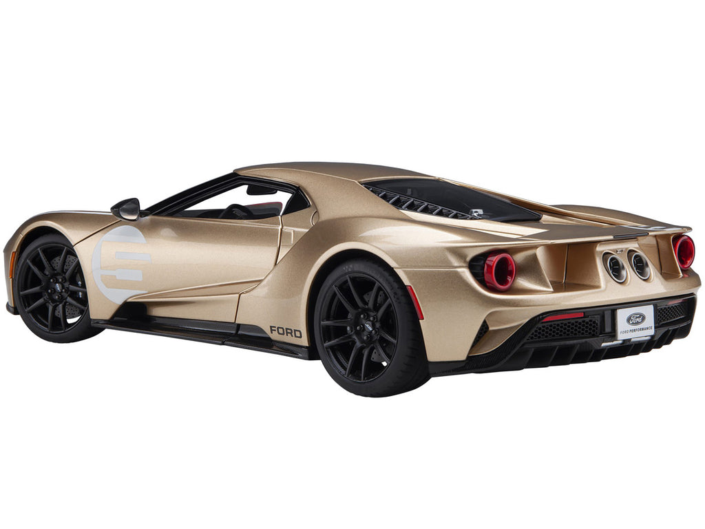 Ford GT Heritage Edition #5 "Holman Moody" Gold Metallic with Red and White Graphics 1/18 Model Car by Autoart-4