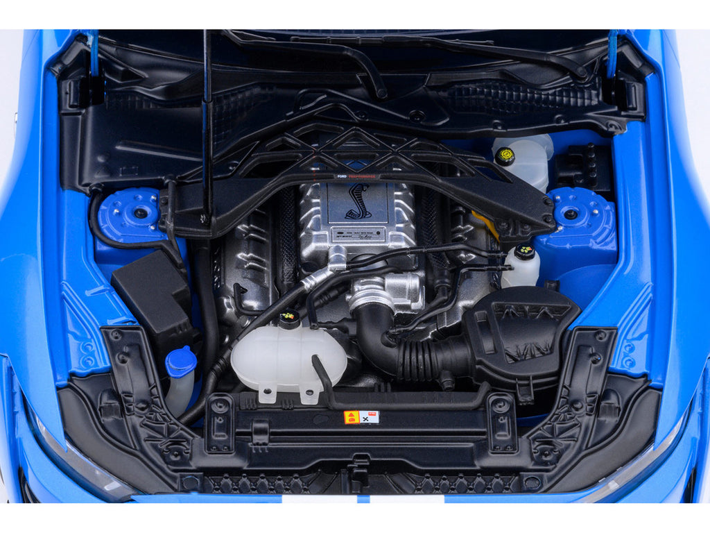 Ford Mustang Shelby GT500 Grabber Blue with White Stripes 1/18 Model Car by Autoart-3