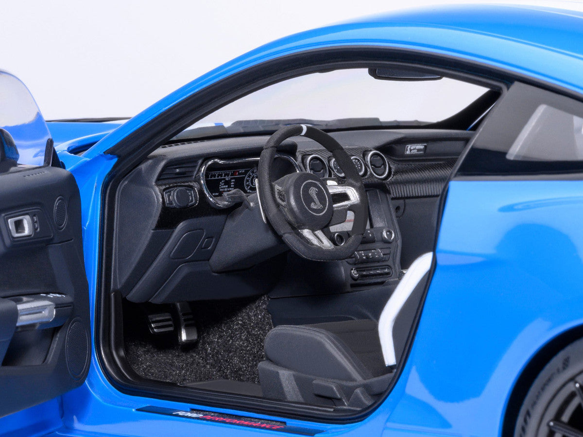 Ford Mustang Shelby GT500 Grabber Blue with White Stripes 1/18 Model Car by Autoart-2
