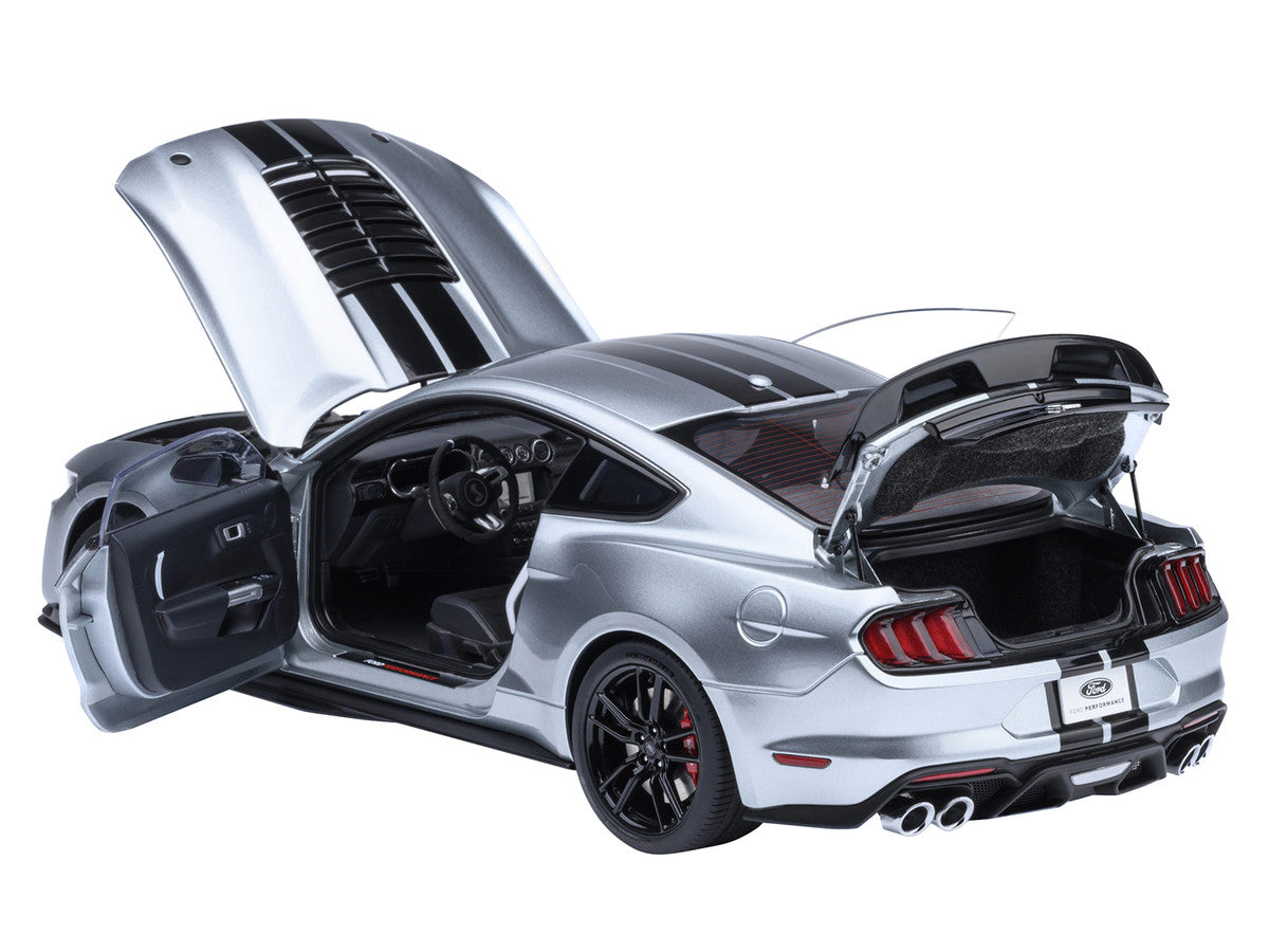 Ford Mustang Shelby GT500 Iconic Silver Metallic with Black Stripes 1/18 Model Car by Autoart-0