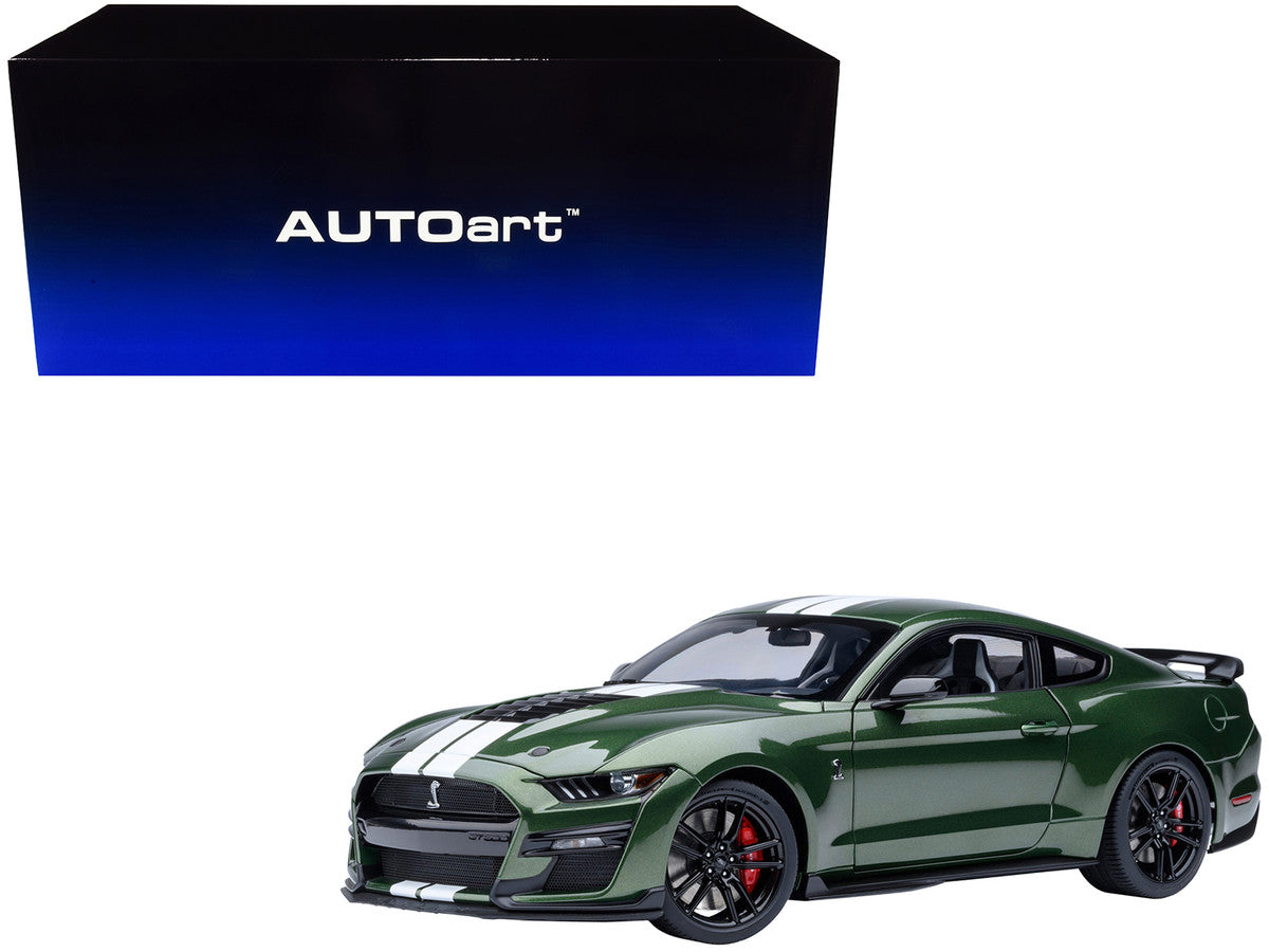 Ford Mustang Shelby GT500 Eruption Green Metallic with White Stripes 1/18 Model Car by Autoart-4