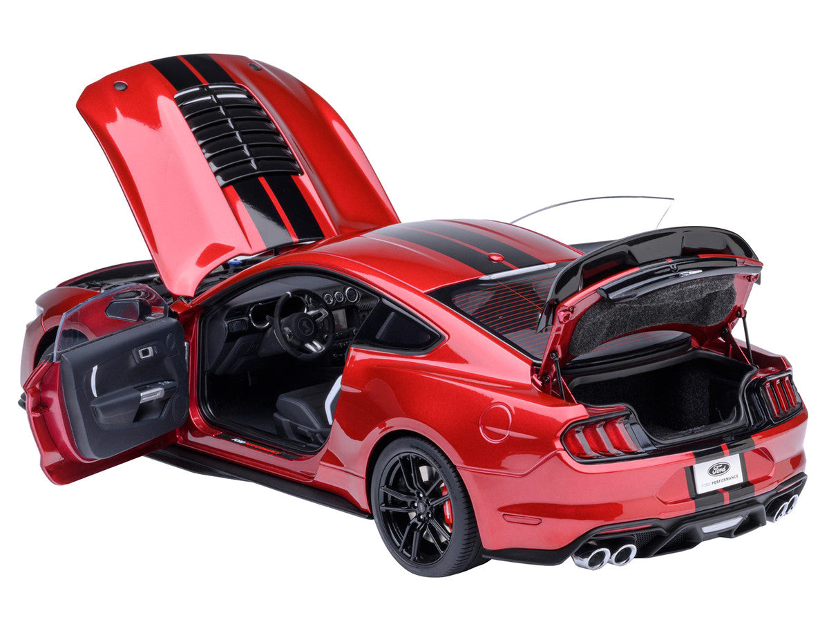 Ford Mustang Shelby GT500 Rapid Red Metallic with Black Stripes 1/18 Model Car by Autoart-0