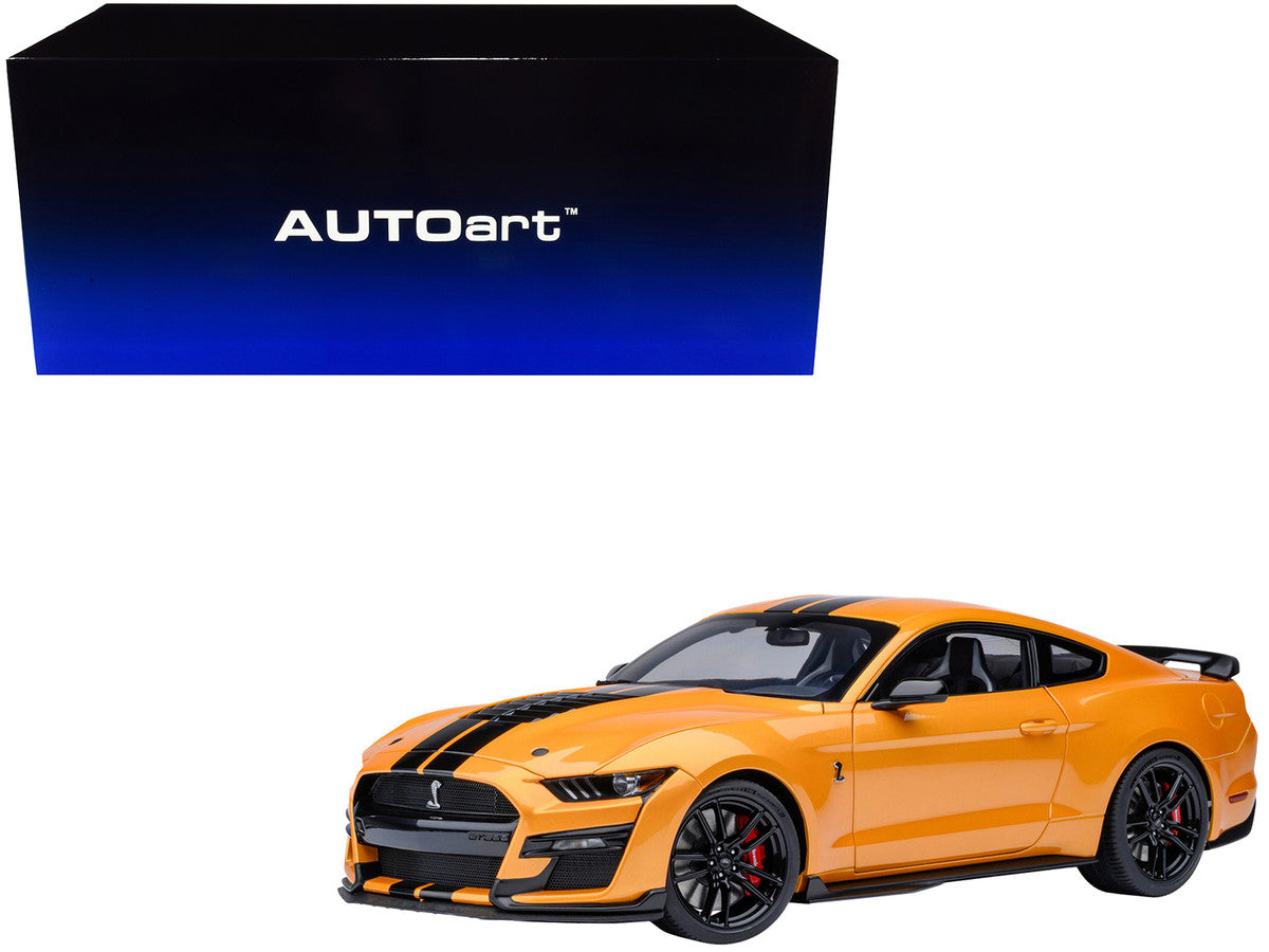 Ford Mustang Shelby GT500 Cyber Orange Metallic with Black Stripes 1/18 Model Car by Autoart-4
