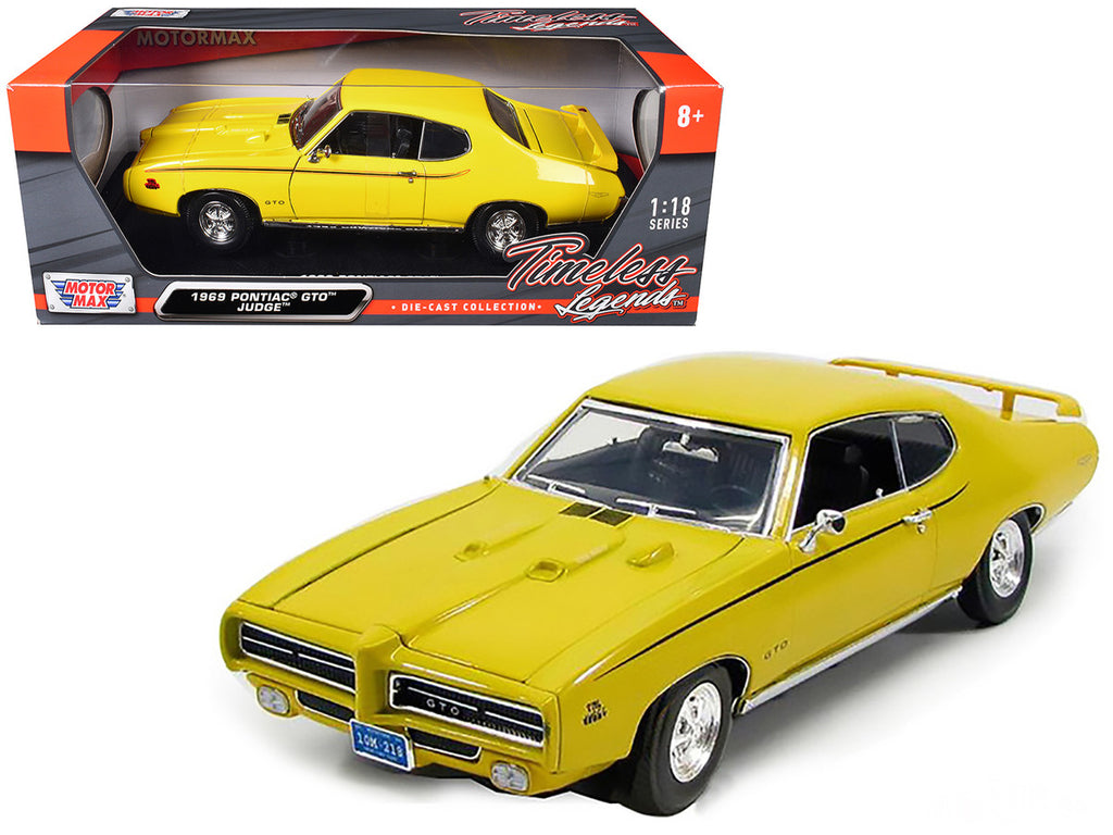 1969 Pontiac GTO Judge Yellow 1/18 Diecast Model Car by Motormax-2