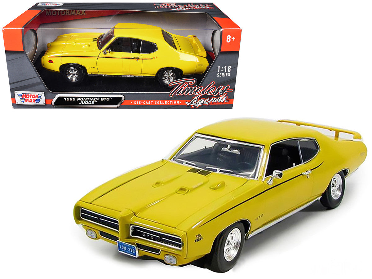 1969 Pontiac GTO Judge Yellow 1/18 Diecast Model Car by Motormax-2