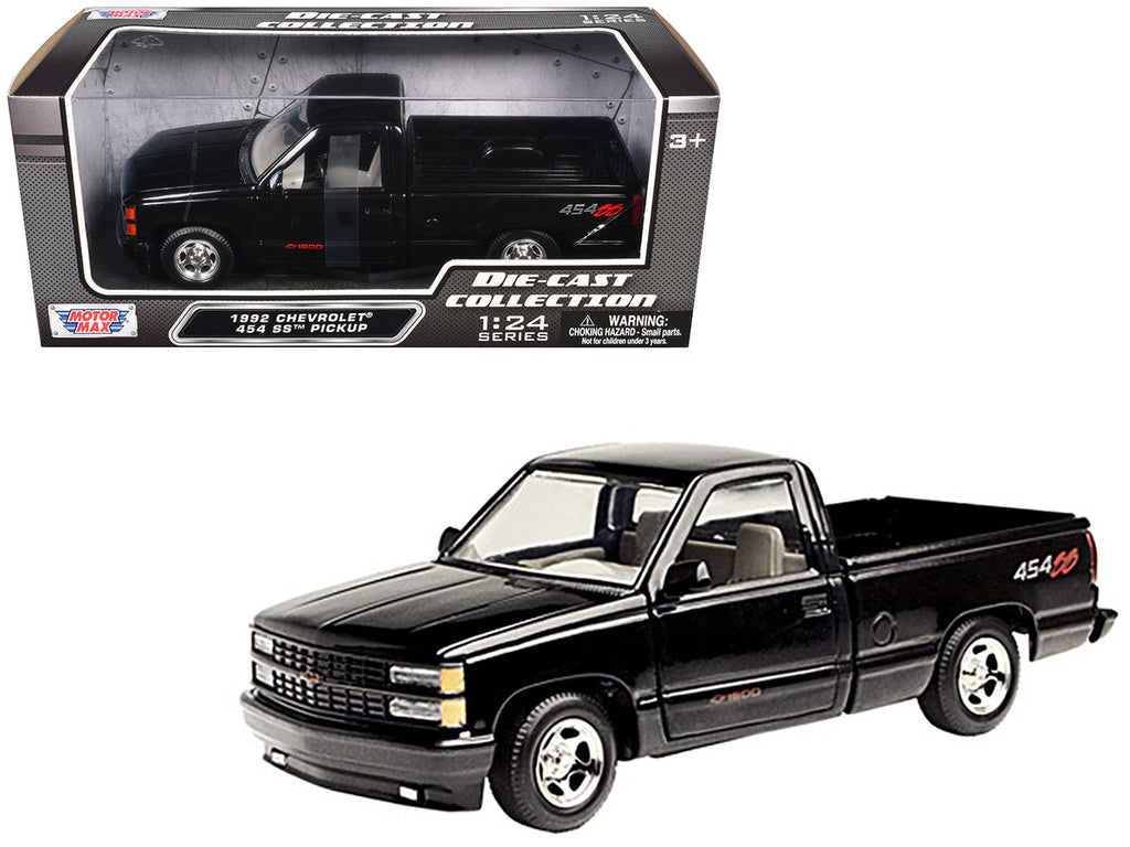 1992 Chevrolet 454 SS Pickup Truck Black 1/24 Diecast Model Car by Motormax-2