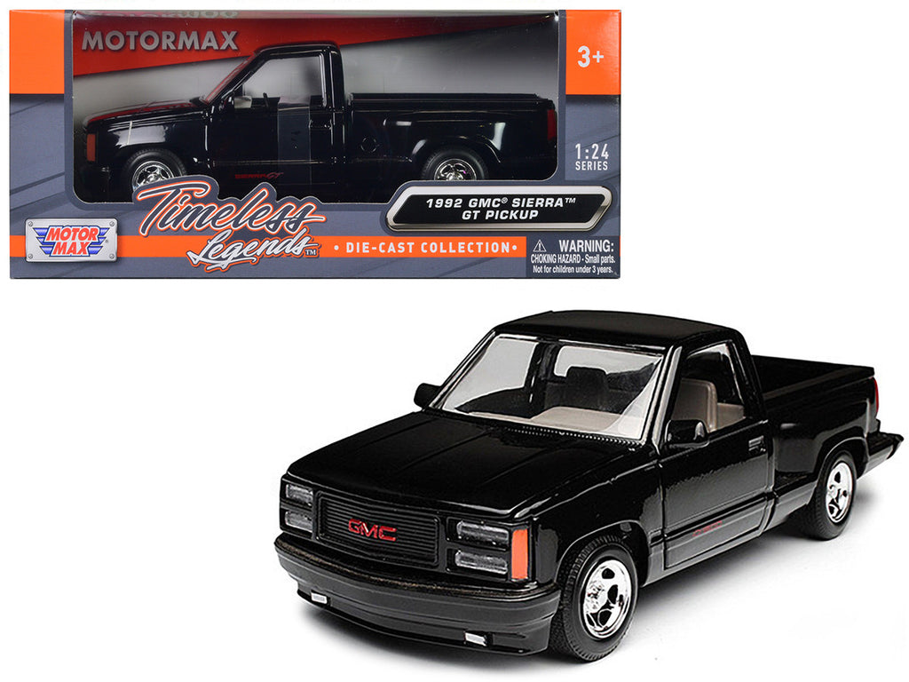 1992 GMC Sierra GT Black Pickup Truck 1/24 Diecast Model by Motormax-2