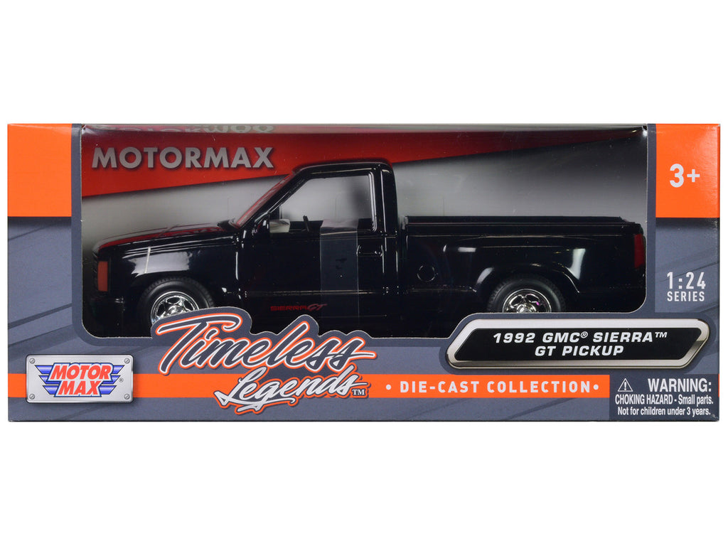 1992 GMC Sierra GT Black Pickup Truck 1/24 Diecast Model by Motormax-1
