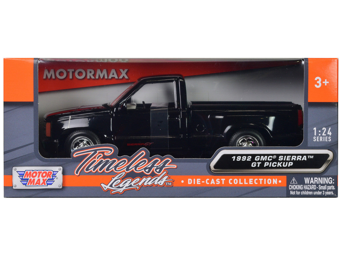 1992 GMC Sierra GT Black Pickup Truck 1/24 Diecast Model by Motormax-1