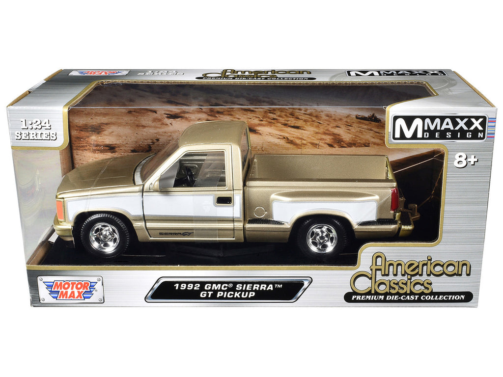 1992 GMC Sierra GT Pickup Truck Gold Metallic with White Sides "American Classics" Series 1/24 Diecast Model Car by Motormax-2