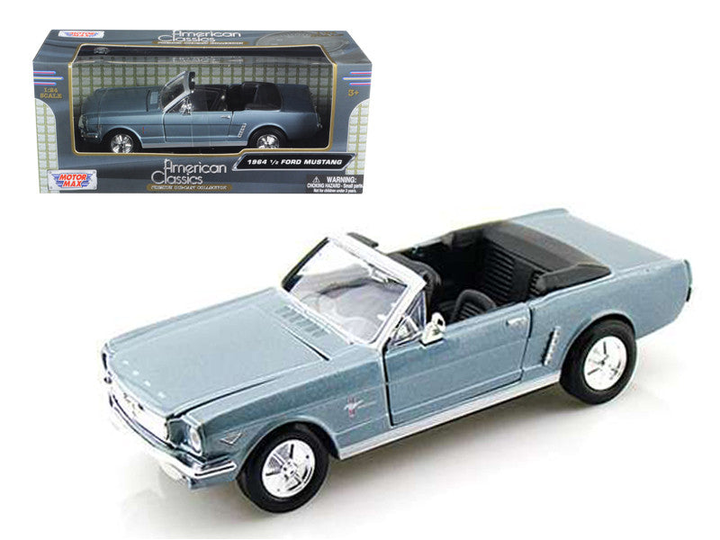 1964 1/2 Ford Mustang Convertible Light Blue 1/24 Diecast Model Car by Motormax-0