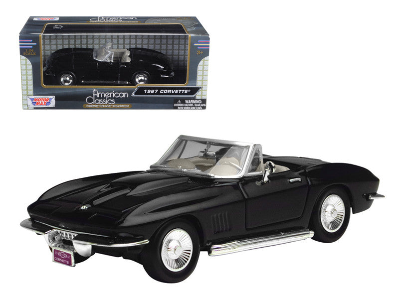1967 Chevrolet Corvette Convertible Black 1/24 Diecast Model Car by Motormax-0