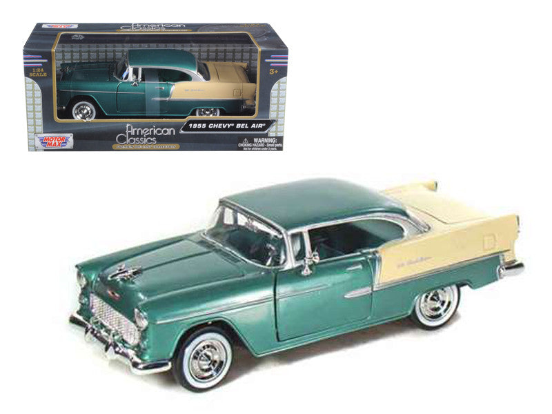 1955 Chevrolet Bel Air Green 1/24 Diecast Model Car by Motormax-0