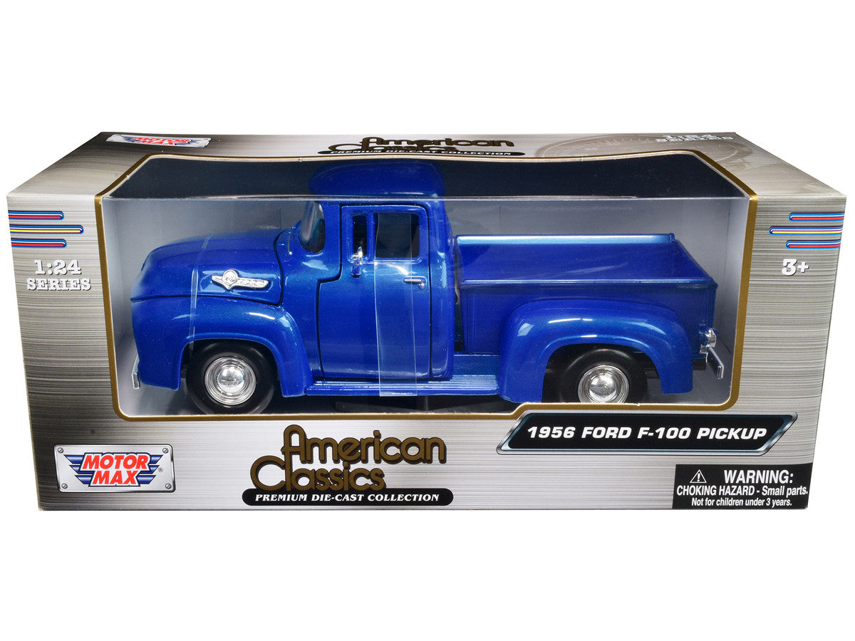 1956 Ford F-100 Pickup Truck Blue Metallic "American Classics" Series 1/24 Diecast Model Car by Motormax-0