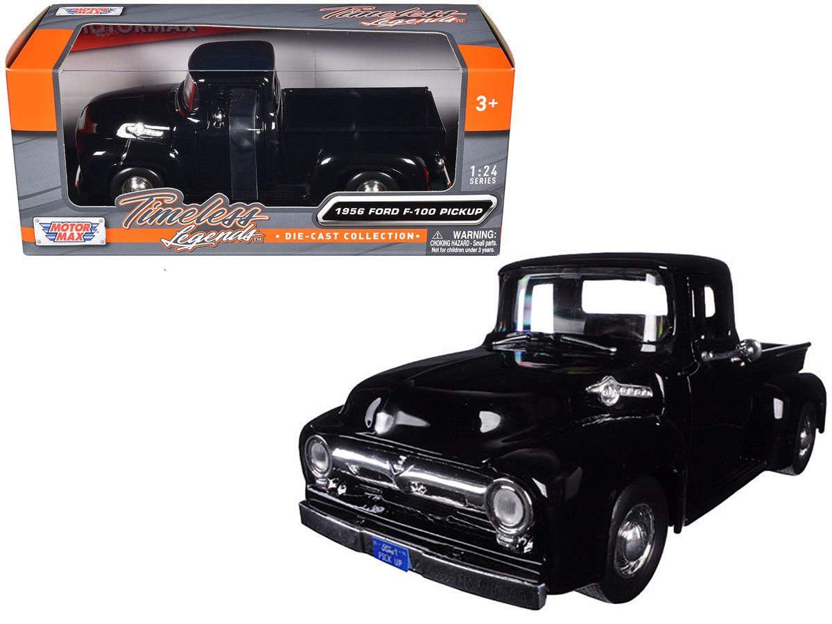 1956 Ford F-100 Pickup Truck Black 1/24 Diecast Model by Motormax-0