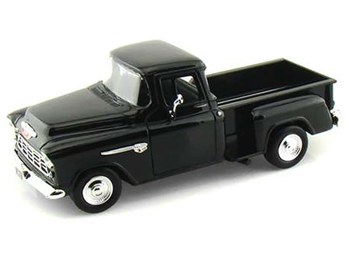 1955 Chevrolet 5100 Stepside Pickup Truck Black 1/24 Diecast Car Model by Motormax-0