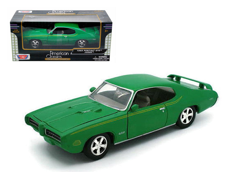 1969 Pontiac GTO Judge Green with Stripes 1/24 Diecast Model Car by Motormax-0