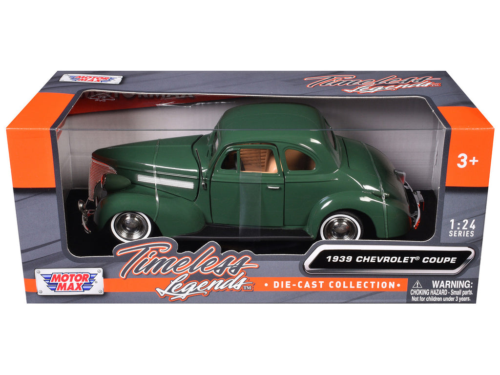 1939 Chevrolet Coupe Green 1/24 Diecast Model Car by Motormax-1