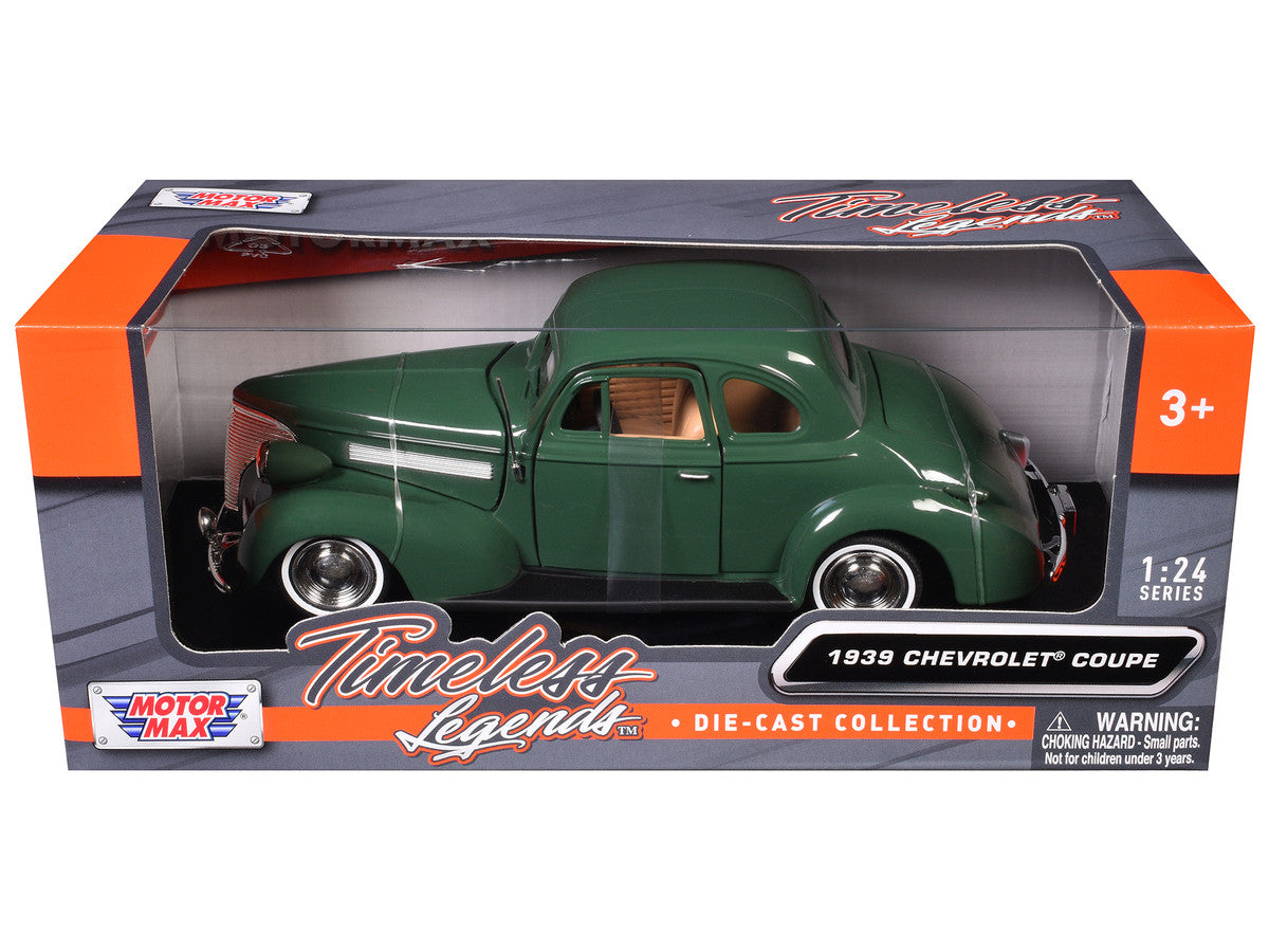 1939 Chevrolet Coupe Green 1/24 Diecast Model Car by Motormax-1