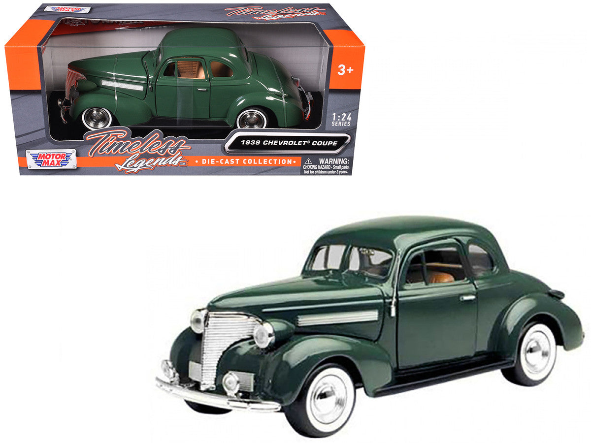 1939 Chevrolet Coupe Green 1/24 Diecast Model Car by Motormax-2