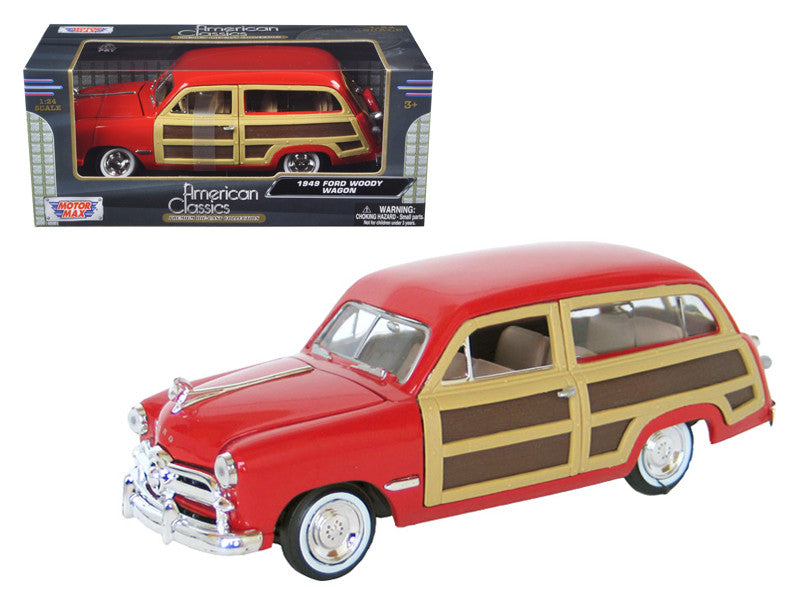 1949 Ford Woody Wagon Red 1/24 Diecast Model Car by Motormax-0