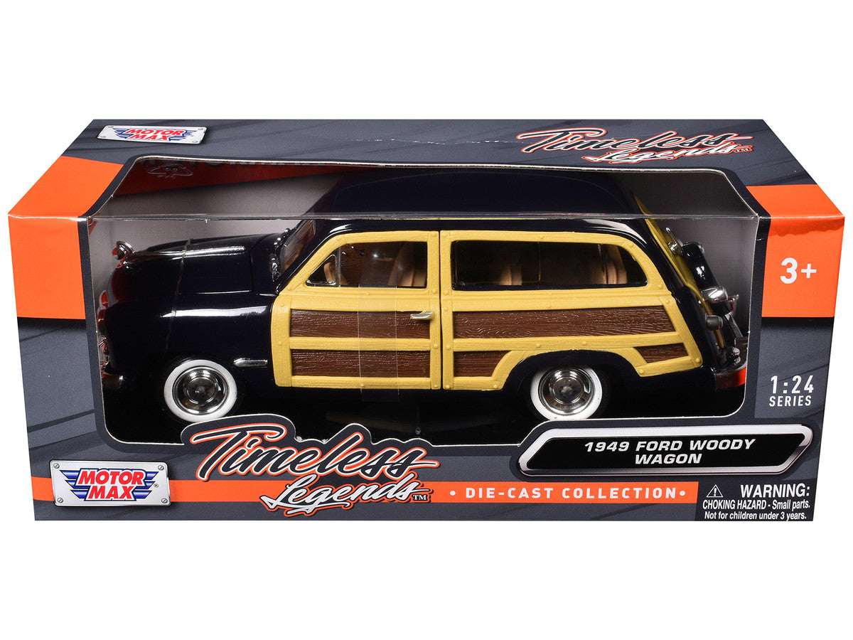 1949 Ford Woody Wagon Dark Blue 1/24 Diecast Model Car by Motormax-2