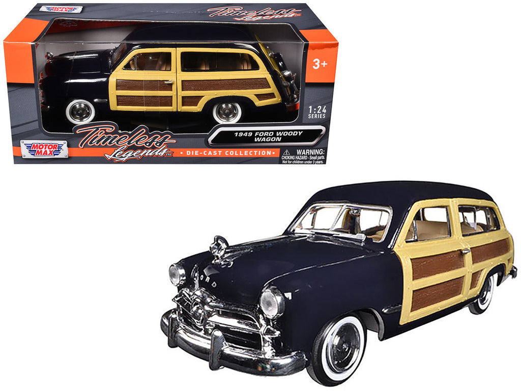 1949 Ford Woody Wagon Dark Blue 1/24 Diecast Model Car by Motormax-0