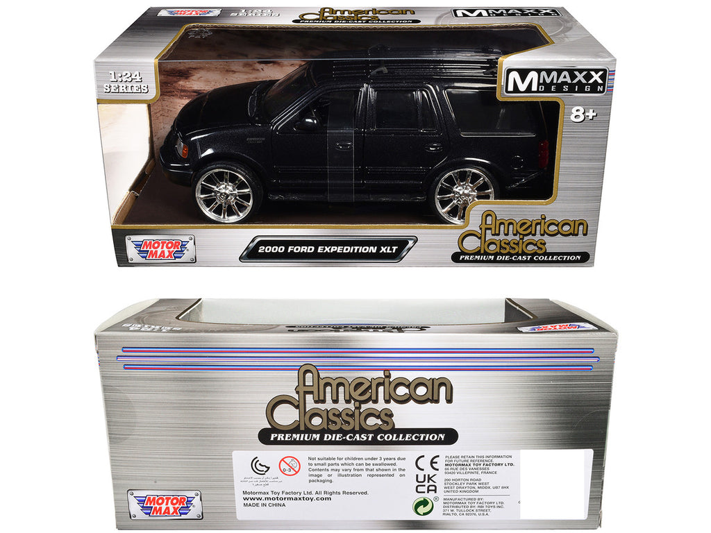 2000 Ford Expedition XLT Black Metallic "Maxx Design" "American Classics" Series 1/24 Diecast Model Car by Motormax-2