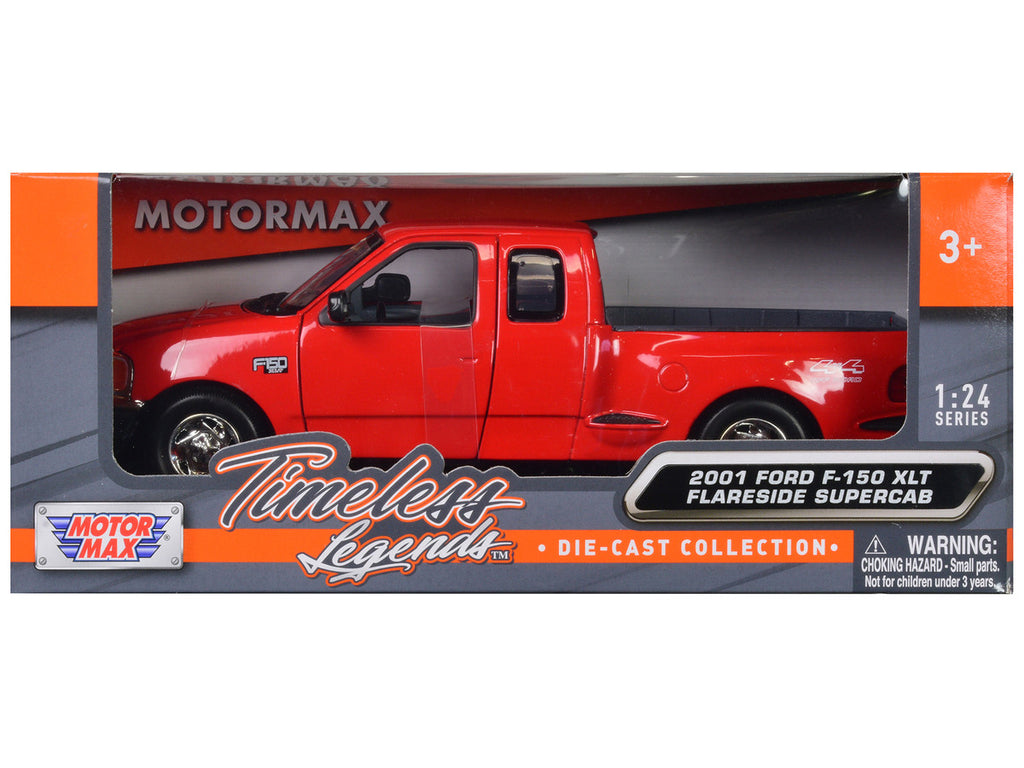 2001 Ford F-150 XLT Flareside Supercab Pickup Truck Red 1/24 Diecast Model Car by Motormax-2